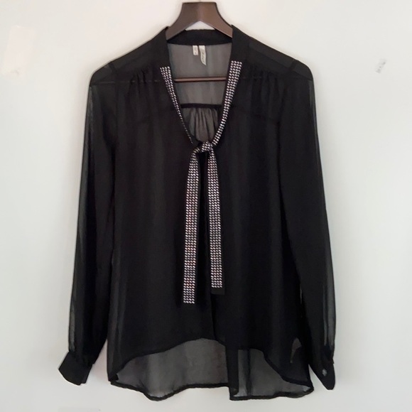 Studio Y Sheer Long Sleeve with Silver Beading Size S - Picture 1 of 4